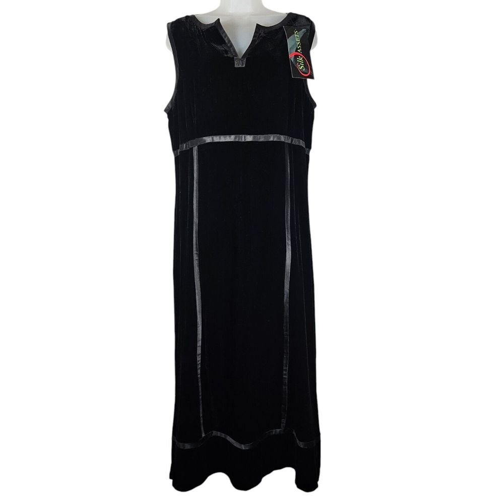 Diane Von Furstenberg Women Dress L Silk Assets Black Velvet Maxi Whimsigoth NWT